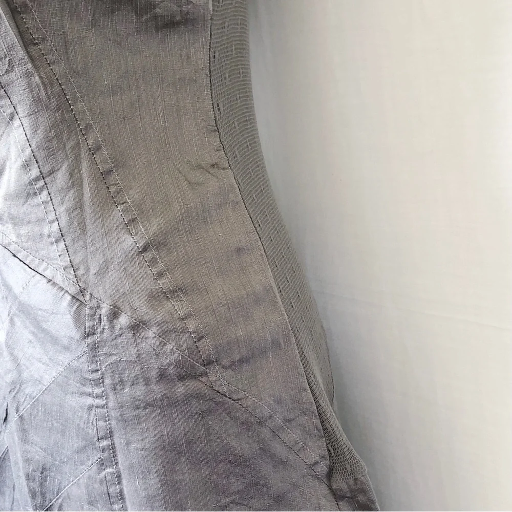 SISTE'S Size 8-10 Italian Grey Khaki Metallic Flax Blend Structured Dress Party - Picture 6 of 13